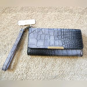 Charming Charlie grey clutch/wristlet wallet phone case NWT